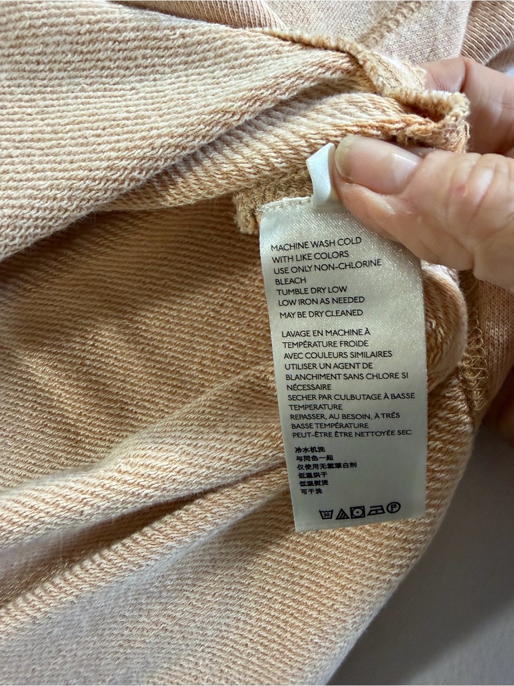 We The PeopleTan Oversized V Neck Hoodie Small Distressed Boho Kangaroo Pocket - Picture 5 of 9